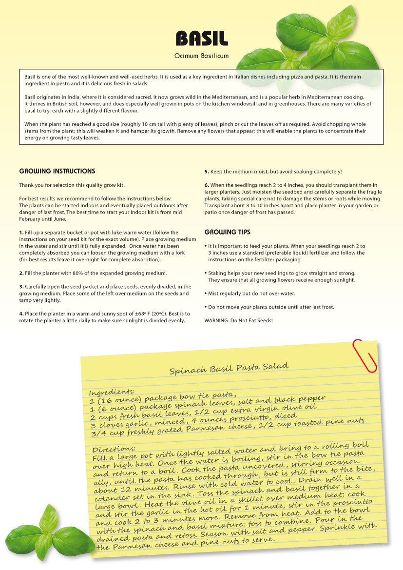 basil seeds planting instructions Seed Kits Herbs - Instructions