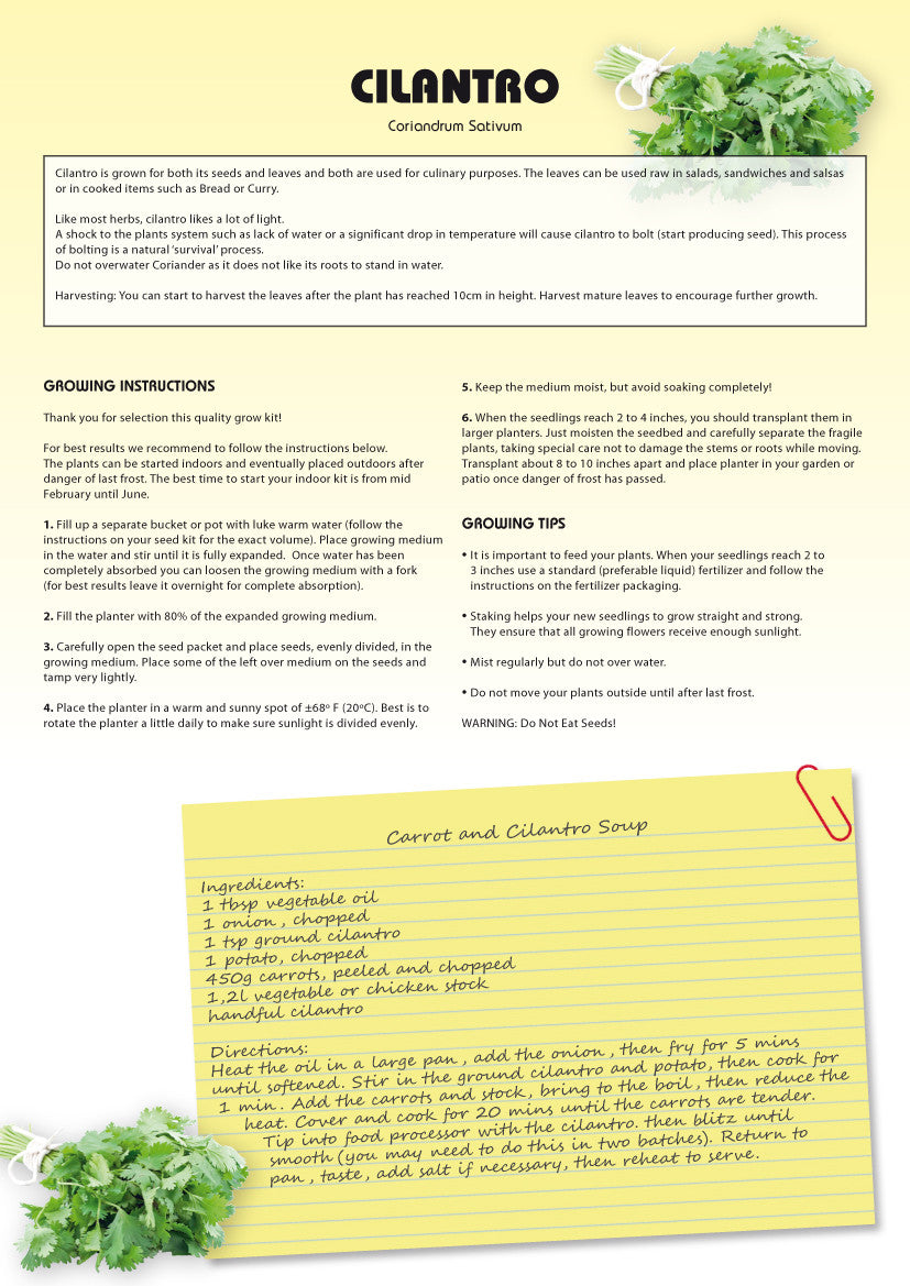 cilantro seed planting instructions Seed Kits Herbs - Instructions